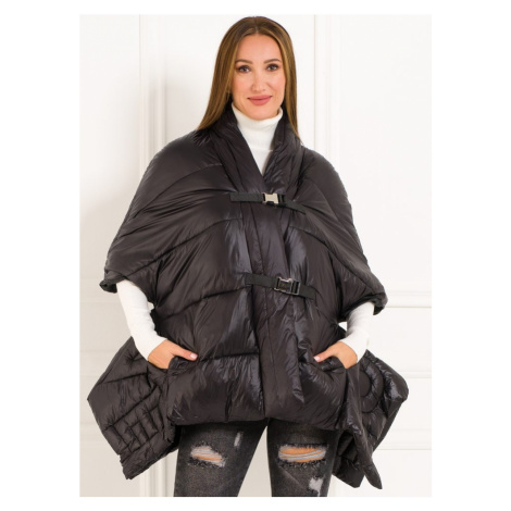 Dámská zimní bunda / pončo černá s přezkami
