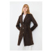 Trendyol Brown Belted Woolen Cachet Coat