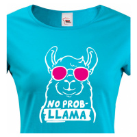 Dámské tričko No Prob - LLama - veselý potisk s ještě veselejšími barvami