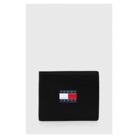 Kožená peněženka Tommy Jeans černá barva Tommy Hilfiger