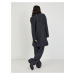 Tmavě šedý dámský žíhaný kabát s příměsí vlny Tom Tailor Denim