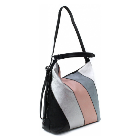 Černá barevná dámská kabelka s kombinací batohu Ninette L a H - Miss Moda (PL)