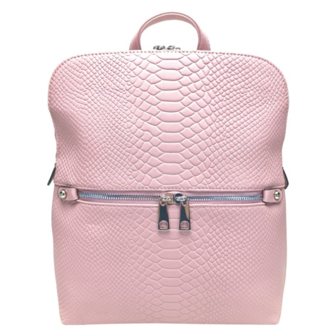 Světle růžový dámský batoh s hadí texturou Tapple