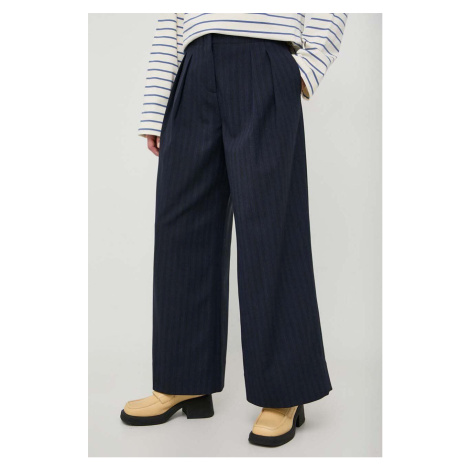 Kalhoty Lovechild dámské, tmavomodrá barva, široké, high waist Lovechild 1979