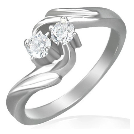 Zásnubní prsten - stočený střed, dva zirkony Šperky eshop