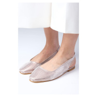 Mio Gusto Ally Powder Color Snakeskin Patterned Flat Toe Women's Flat Shoes