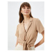 Koton Crop Shirt Tied Front Short Sleeves Buttoned