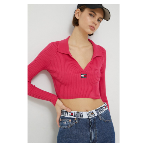 Svetr Tommy Jeans růžová barva Tommy Hilfiger