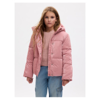 Růžová holčičí zimní prošívaná bunda s kapucí GAP