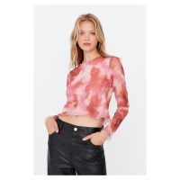 Trendyol Multi-Colored Crop Tulle Knitted Blouse