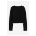 H & M - Propínací svetr z jemného úpletu - černá