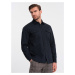 Men's REGULAR FIT cotton shirt with buttoned pockets - navy blue V3 OM-SHCS-0146