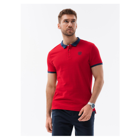 Červené pánské polo tričko Ombre Clothing