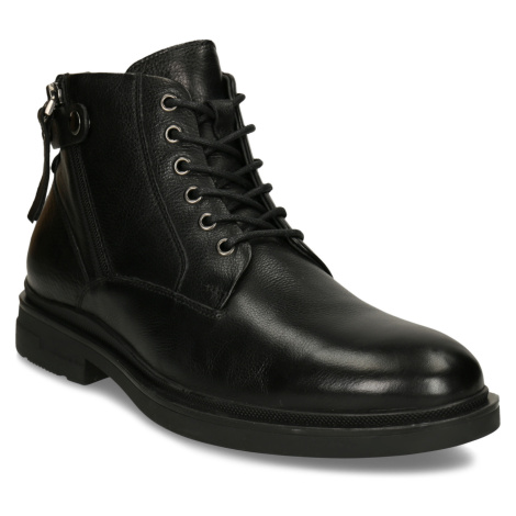 Černá pánská kožená kotníková obuv