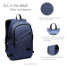 KONO unisex batoh s USB portem - modrý - 20L