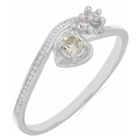 Prsten stříbrný s Lemon topazem a zirkony Ag 925 031131 LET - 62 mm 1,41 g