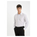 DEFACTO Modern Fit Polo Collar Poplin Long Sleeve Shirt