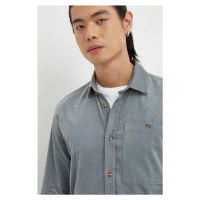 Košile Bruuns Bazaar šedá barva, regular, s límečkem button-down