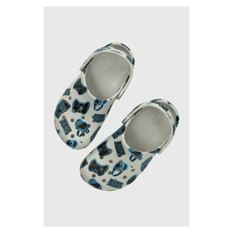 Dětské pantofle Crocs CLASSIC GAME OVER CLOG šedá barva