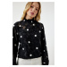 Happiness İstanbul Women's Black Marked Polka Dot Woven Blouse