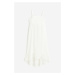 H & M - Krepové šaty's vázačkou - bílá