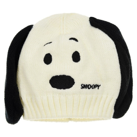 SNOOPY ZIMNÍ ČEPICE S OUŠKAMA BÍLÁ Smetanová BASIC