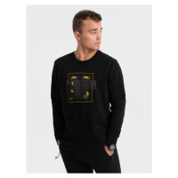 Men's non-stretch printed sweatshirt - black V1 OM-SSPS-0157