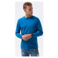 Ombre Pánské basic tričko s dlouhým rukávem Hippolyt Modrá