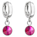 Evolution Group Stříbrné visací náušnice kroužky se Swarovski krystalem 31300.3 fuchsia