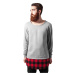 Dlouhý Flanell Bottom Open Edge Crewneck šedá/blok/červená