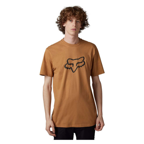 FOX Cyklistické triko s krátkým rukávem - LEGACY FOX HEAD - hnědá