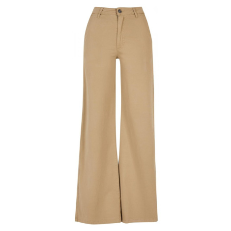 Ladies High Waist Wide Leg Chino Pants - unionbeige Urban Classics