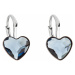 Stříbrné náušnice visací s krystaly Swarovski modré srdce 31240.3