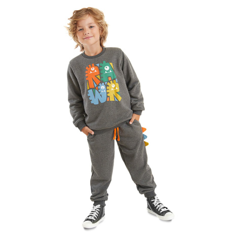 Denokids Rawr Clutches Boys' Anthracite Tracksuit Set