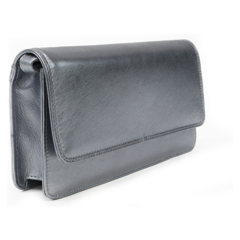 Kožené psaníčko s popruhem - česká výroba; tmavě stříbrná SKL