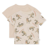 Dětské bavlněné tričko Konges Sløjd 2-pack béžová barva, s potiskem