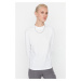 Trendyol White 100% Cotton Rib Detail High Neck Basic Knitted T-Shirt