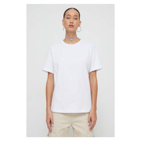 Bavlněné tričko Nicce bílá barva