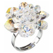 Stříbrný prsten s krystaly Swarovski AB efekt bílá kytička 35012.2
