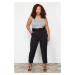 Trendyol Curve Black Woven Belted Plus Size Fabric Trousers