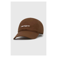 Bavlněná baseballová čepice Carhartt WIP Canvas Script Cap hnědá barva, s aplikací, I028876.22UX