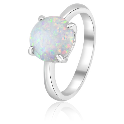 Meucci Stříbrný prsten s bílým opálem - SR178