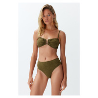 Trendyol Khaki Bezramínkový Třpytivý Prémiový Brazilský Bikiny Set