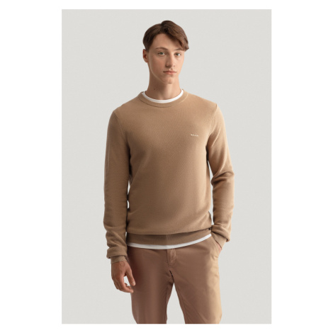 SVETR GANT COTTON PIQUE C-NECK DARK KHAKI