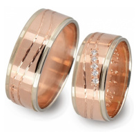 Snubní prsteny červenobílé zlaté 0121 + DÁREK ZDARMA