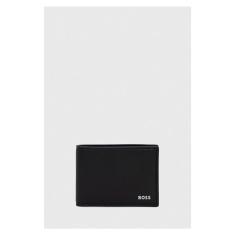 Kožená peněženka BOSS černá barva Hugo Boss