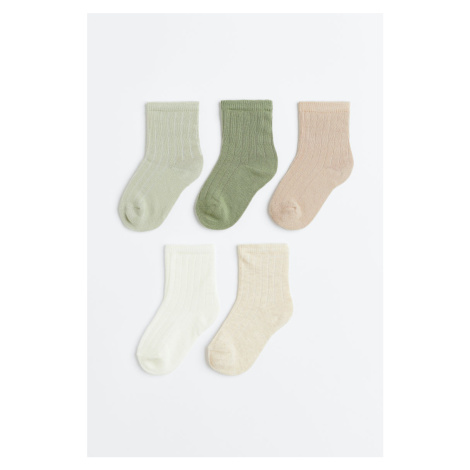 H & M - Pletené ponožky: balení po 5 - zelená H&M
