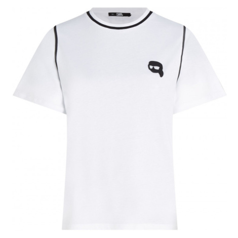 Tričko karl lagerfeld ikonik 2.0 t-shirt w piping bílá