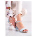 Trendy modré dámské  sandály na širokém podpatku