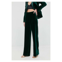 Kalhoty s příměsí hedvábí Luisa Spagnoli Omologo zelená barva, high waist